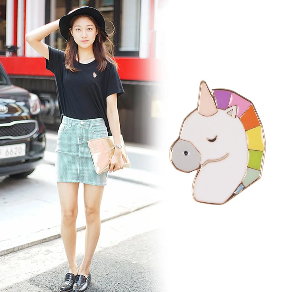 

1 PCS Metal Color Horse Badge Small Animal Badges Cartoon Brooch