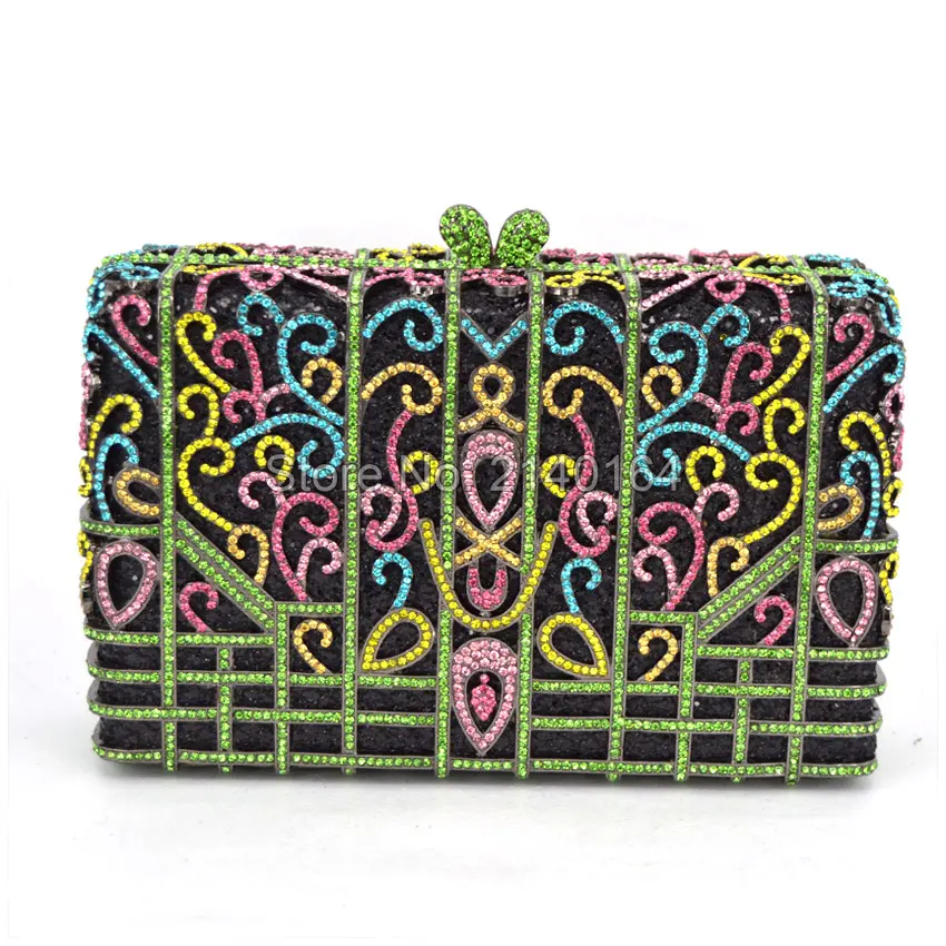 Striped texture Crystal Dinner Bag Stone Women Evening Bag Crystal