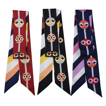 

Silk Neck Scarfs Women 2020 Designer Print Hair Band Lady Bag Handle Scarfs Wraps Ribbon Headband Wrist Tie Fashion New