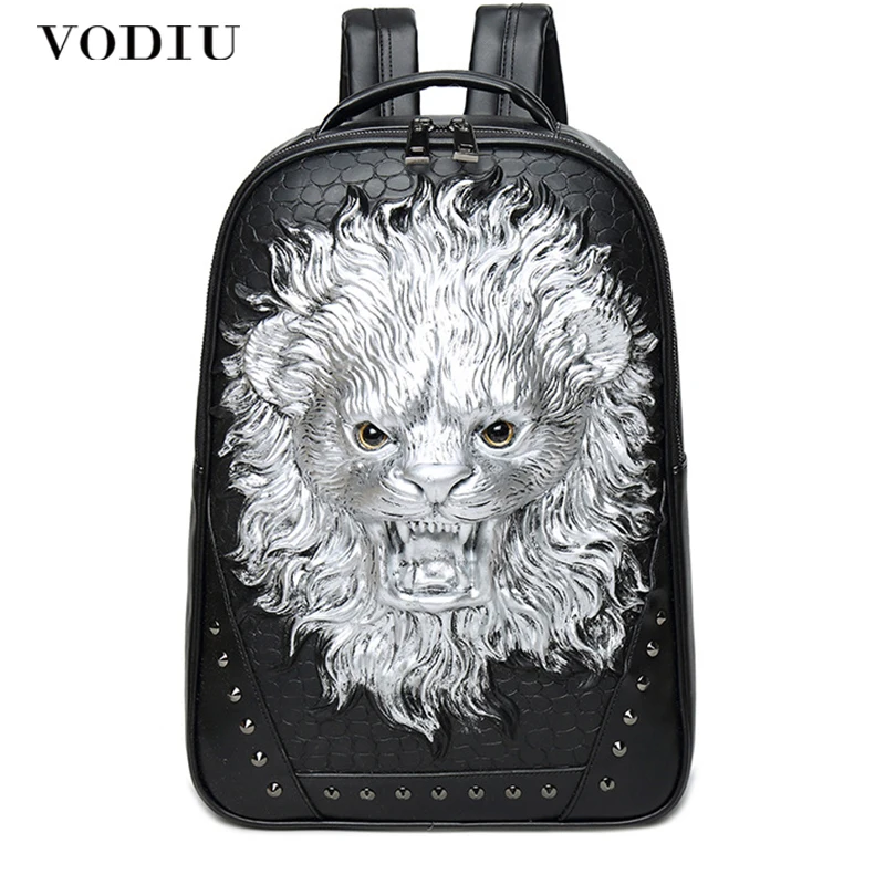 Printing Backapck Men School Backpack Teens Unique 3D Lion Head Rucksack Big Laptop Bagpack Waterproof Sac A Dos Male Backpacks