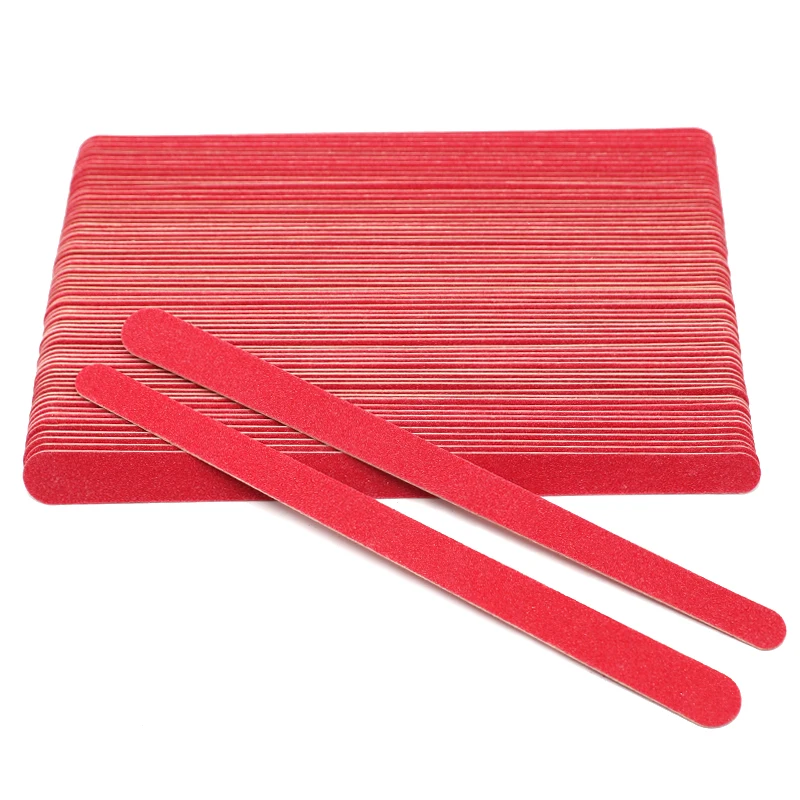 

200Pcs Nail Art Sanding File Wood Sandpaper Ultra-thin Nail Files Straight Red Buffing Block Professional Manicure Tools Set