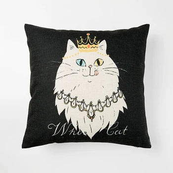 

Wholesales Linen Pillow Cover Black Cats Pink Cute Cartoon Cushion Cover Home Decorative Pillow Case 45x45cm