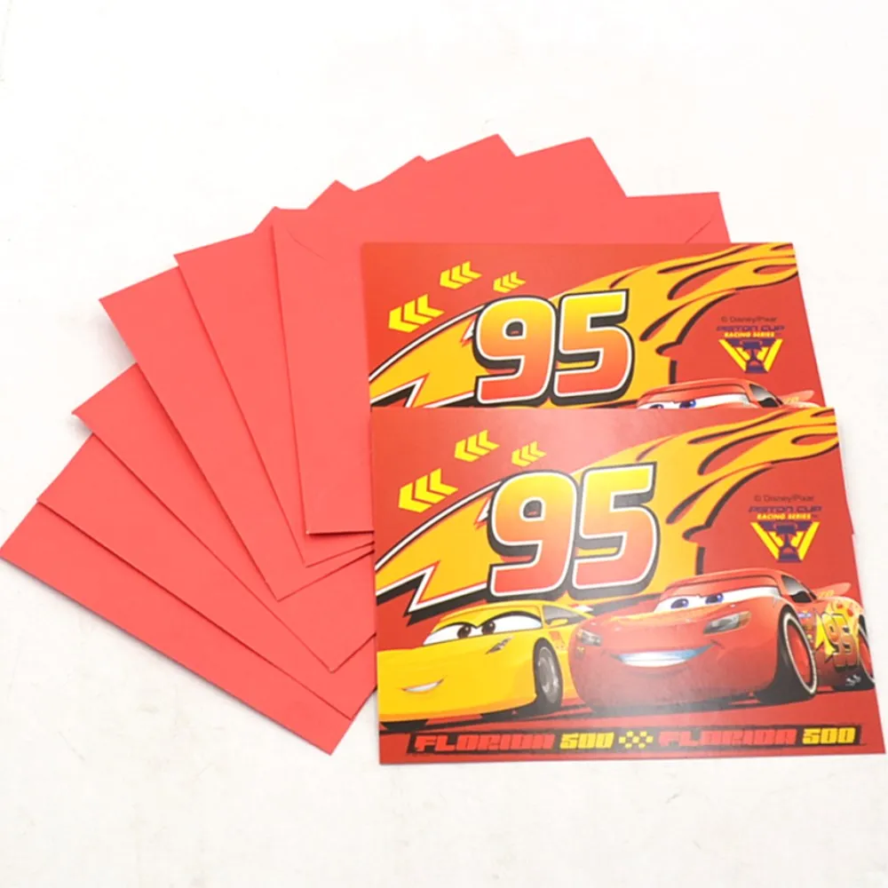 

6pcs/set Lightning Mcqueen Party Supplies Invitation Card Cars Party Decorations Boys Birthday/Christmas Kids Party