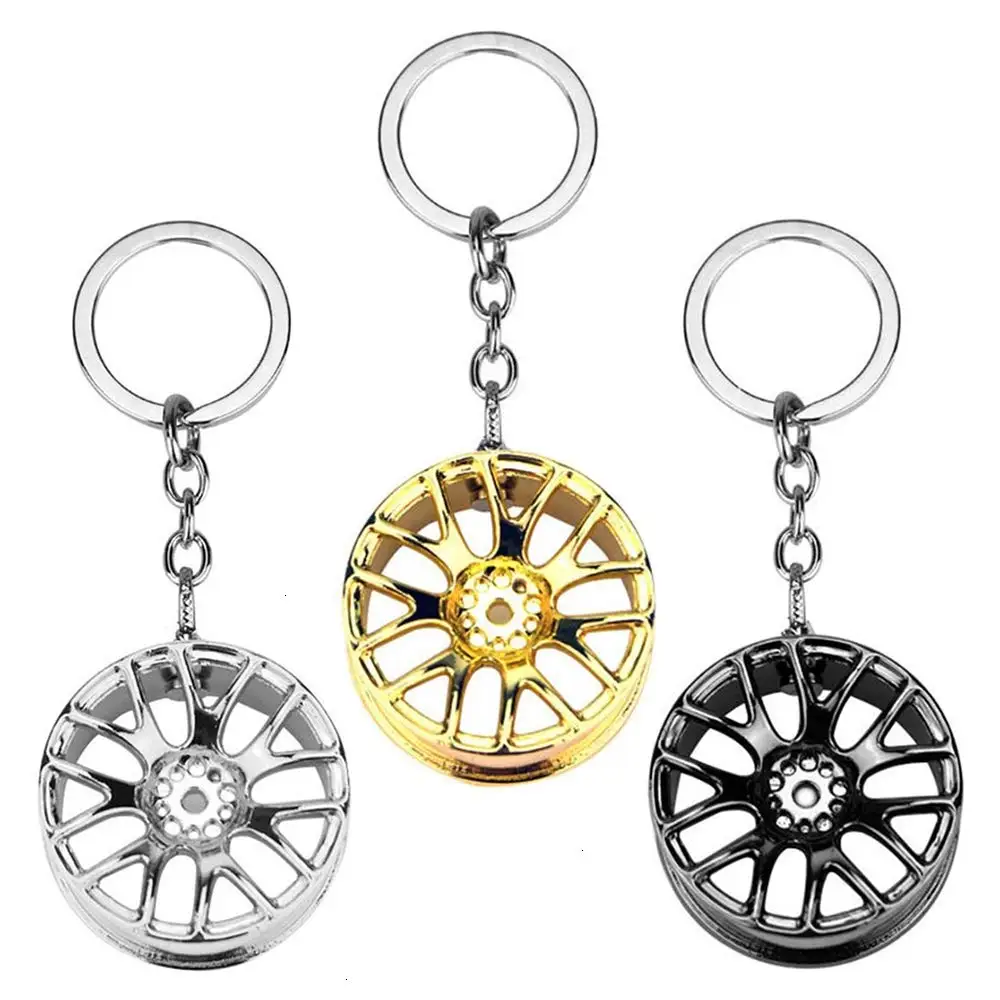 

Tire Key Chain Auto Racing Wheel Rim Metal Key Ring Car Accessories Assorted 3 Colors