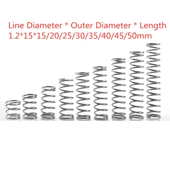 

10pcs 304 pring short compression spring Wire diameter 1.2* outside diameter 15* length 15-50