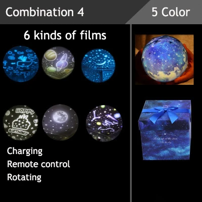 Созвездие ночник планета волшебный Метеор Музыкальный проектор Вселенная Светодиодная лампа цвета поворотный мигающий Звездное небо Проектор лампа - Испускаемый цвет: Combination 4