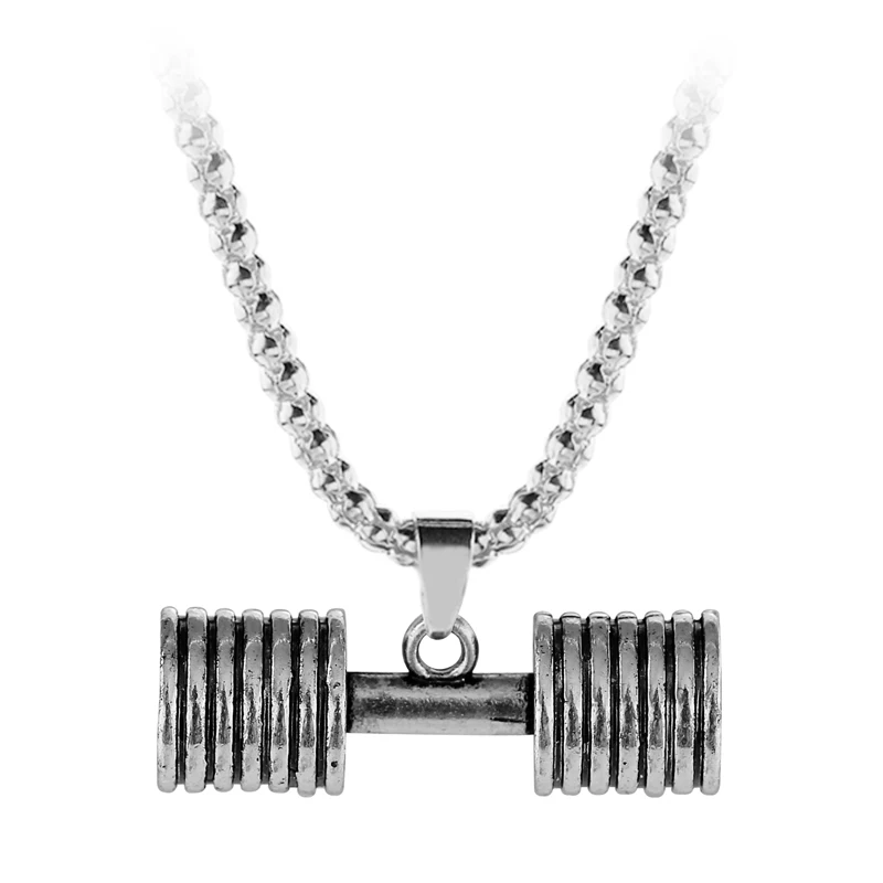 Dumbbell Fitness Pendant Necklace Bodybuilding Gym Weight Crossfit