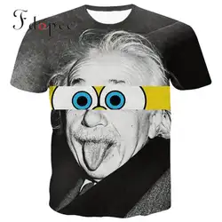 2019 летние футболки Эйнштейн 3d печать мода повседневная с короткими рукавами o-образным вырезом контрастного цвета комфорт футболка с
