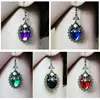 Women Earrings Fashion Punk Retro Bronze Pirate Skull Cross Bones Poison Dangle Flower Rhinestone Hook Drop Earring Lady Vintage 2