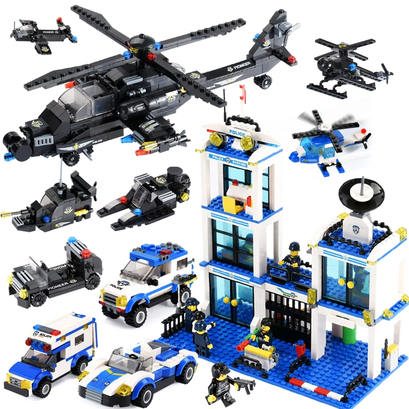 

1676PCS City Street Police Station Building Blocks Compatible LegoINGly Car Truck Bricks Set Kids Educational Toys Children Gift