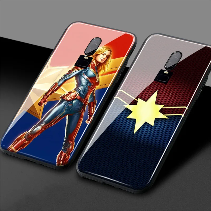 Captain Marvel phone cover one plus 6 Jade pattern 1+6T Glossy Tempered