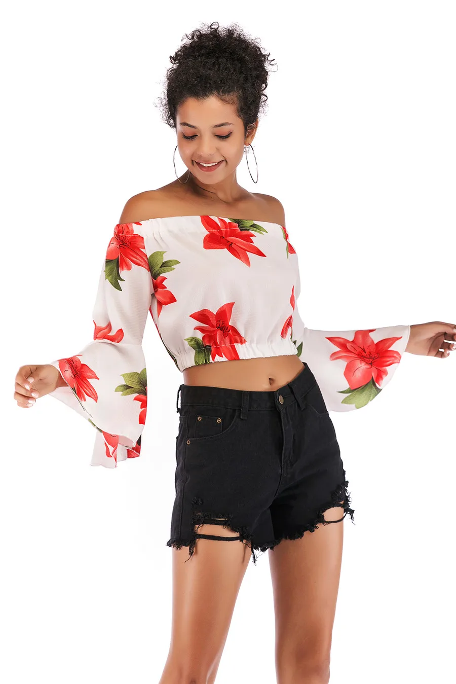 Gladiolus Off Shoulder Spring Autumn Blouse Women 2019 Flare Sleeve Sexy Leopard Print Crop Top Shirt Women Blouses Ladies Tops (31)