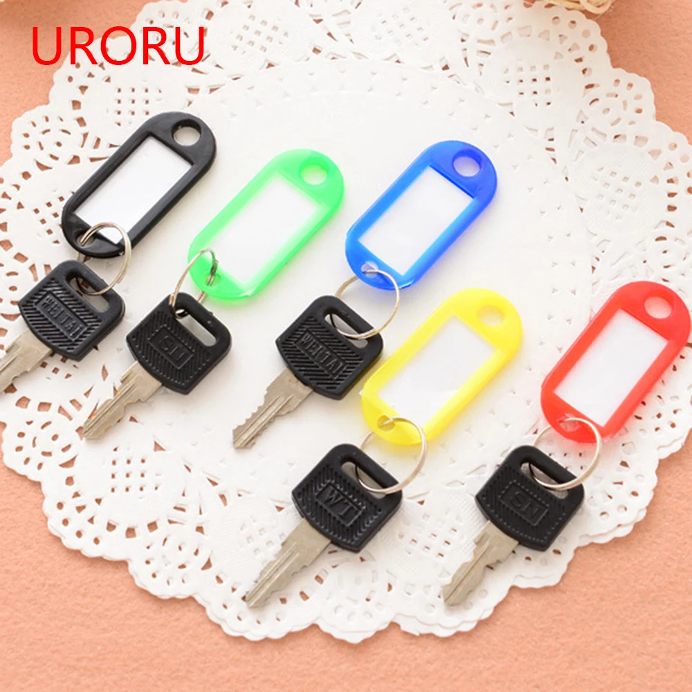 

URORU 20PCS Coloured Plastic Keychain Fobs Luggage ID Tags Labels Key rings with Name Cards For Many Uses
