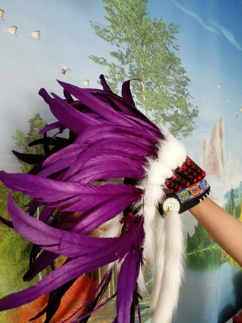Buy Purple Indian Feather headdress handmade feather