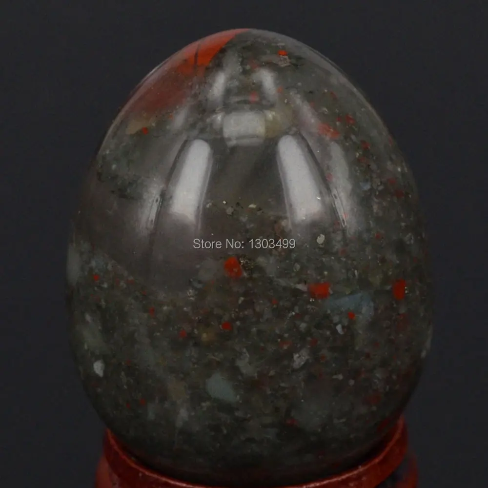 34x44 мм натуральный камень крови Сфера яйцо чакра Кристалл Рейки целебные резные декоративные поделки W/стенд, минералы