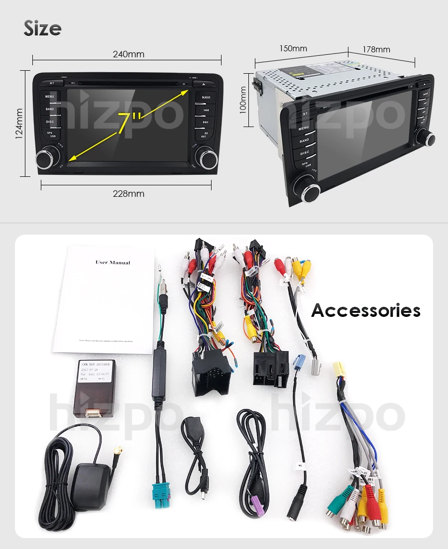 Flash Deal 7" AutoRadio 2 din CAR DVD Multimedia Player For Audi A3 S3 RS3 2003 2004 2005 2006 2007 2008 2009 2010 2011 Head unit GPS 3G BT 5