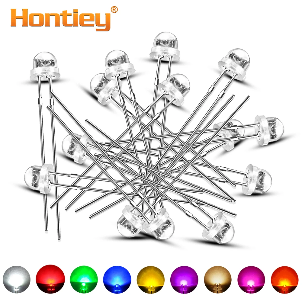 Hontiey 100 шт 5 мм F5 соломенная шляпа диод светильник DIY светодиодный белого и желтого