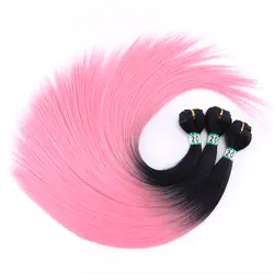 16-24 дюйма доступны Омбре наращивание волос черный светло-розовый прямые пучки искусственные завитые волосы