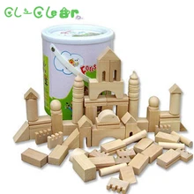 Развивающие детские деревянные строительные блоки, Лесной замок, домик-блок основных цветов