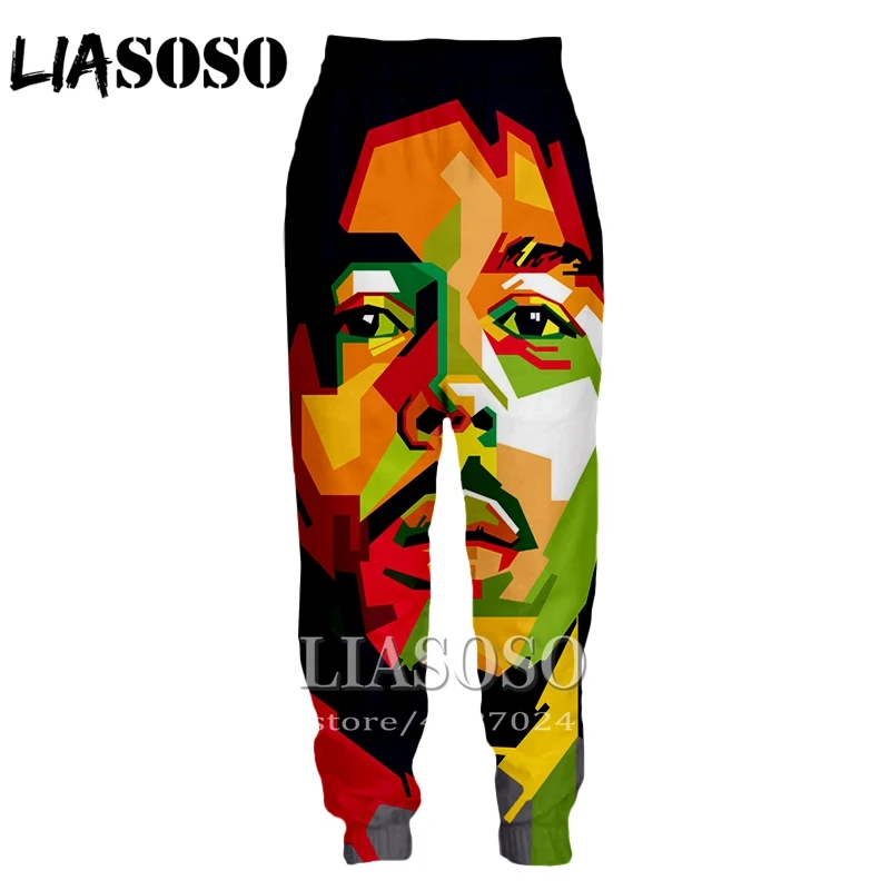 LIASOSO 3d печати Для мужчин Для женщин топ с рисунком Bob Marley во всю длину впитывает пот и Штаны зимние Штаны аниме повседневные забавные брюки для бега E564