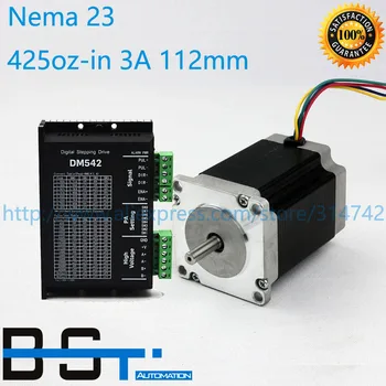 

New 4-LEAD Nema 23 112mm stepper motor 3A 425oz-in 23HS2430 CE with Match DM542 Stepper Driver for 3D