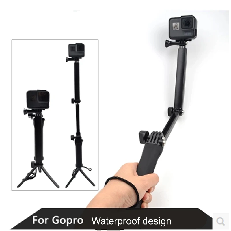 For Gopro 3 Way Waterproof Monopod Selfie Grip Tripod Mount For Gopro