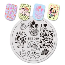 BeautyBigBang пластины для стемпинга на День Матери узор 5,6 см круглый Нержавеющая сталь лак для ногтей для нанесения рисунков Трафареты для нейл-арта