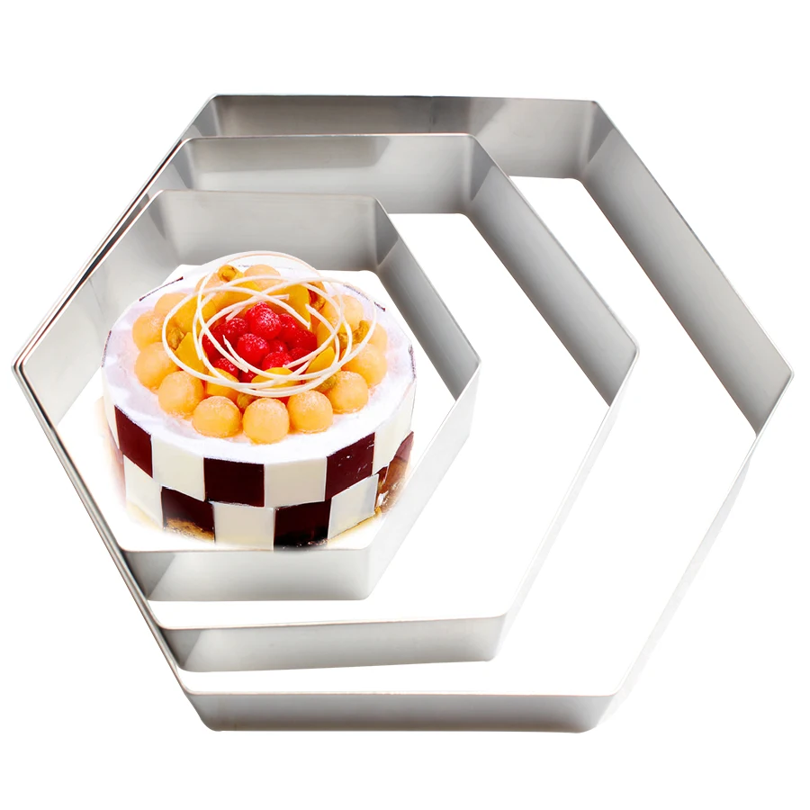 

6 INCH 8 INCH 10 INCH Cake Mold Stainless Steel Cake Cutter Hexagon Shape Silver Molding Mousse Circle Baking Tools for Cakes