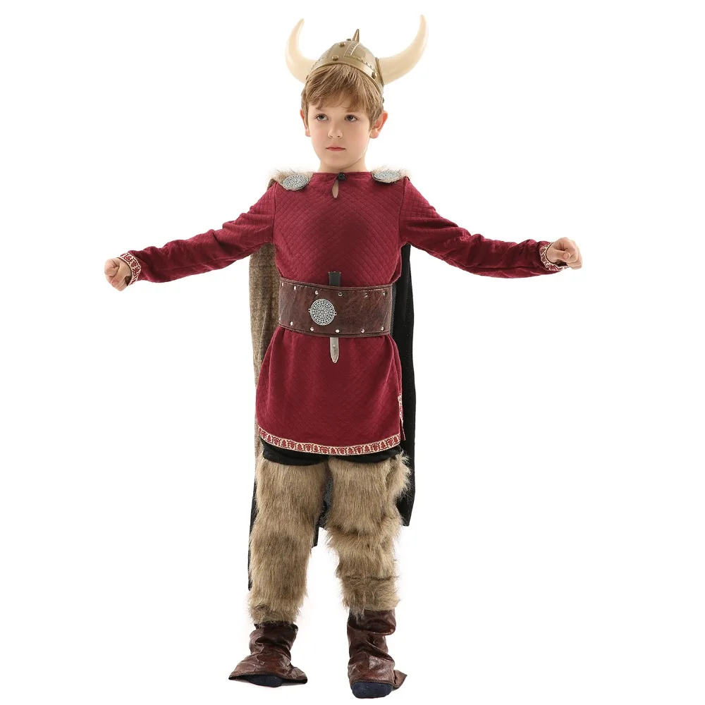 Детский костюм для ролевых игр в стиле викингов для мальчиков от 3 до 9 лет вечерние костюмы на Хэллоуин или Сценическое представление с набором аксессуаров