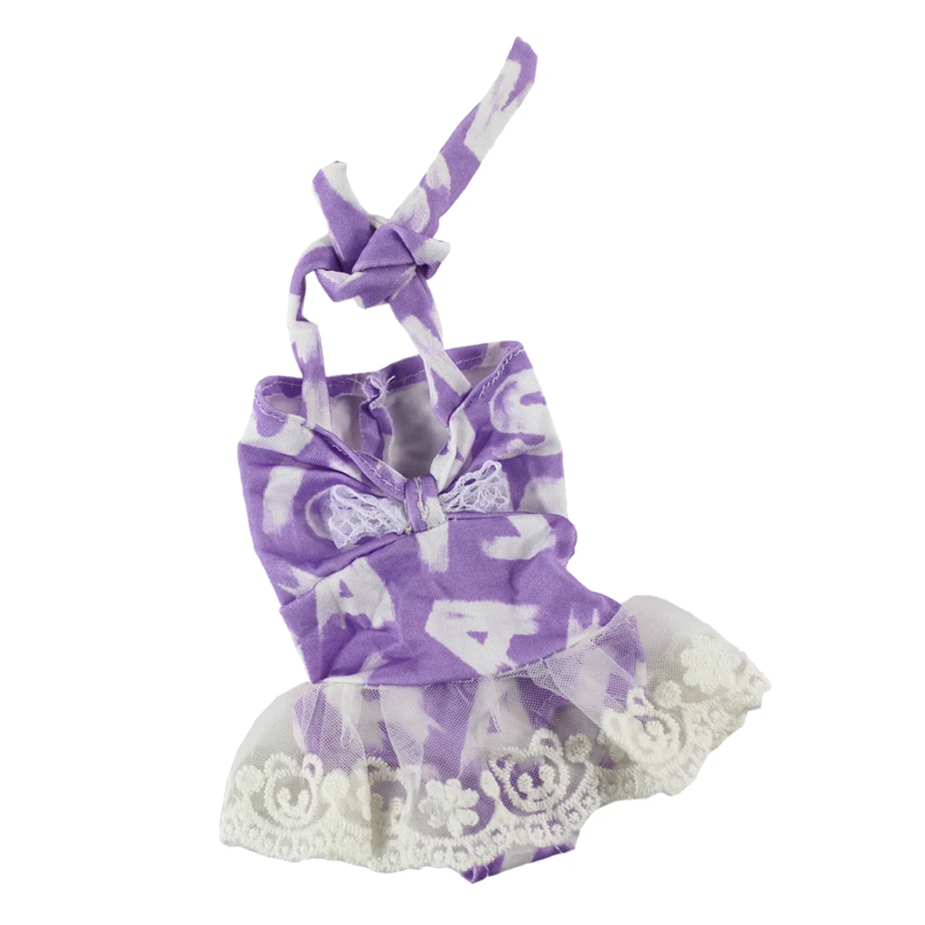 14inch Girl Doll Clothing Costume Strap Swimsuit Printed Jumpsuit For   for Wellie Wishers Doll Accessories Purple