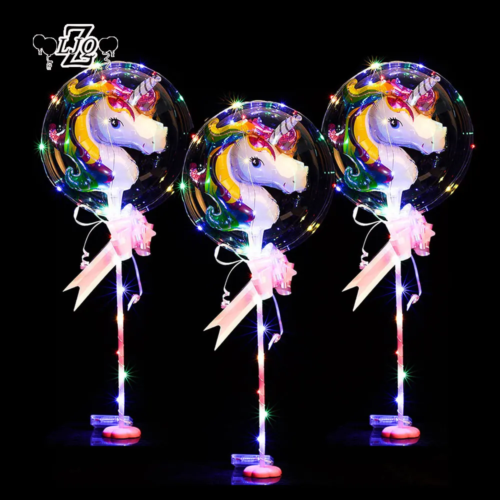 ZLJQ 5 наборов 18 дюймов без морщин Led Bubble Balloon колонна чистая база для свадьбы Декро