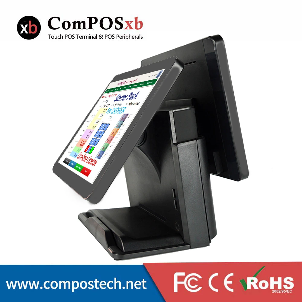 

ComPOSxb POS Terminal Dual Screen 15+15 Inch POS Terminal All In One Pos System Touch Screen PC