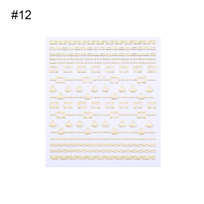 1 лист золотой решетки 3D наклейки для ногтей Хаундстут Леопард геометрические узоры Луна Звезда полосы волнистая линия Сделай Сам дизайн ногтей украшение - Цвет: Pattern 12