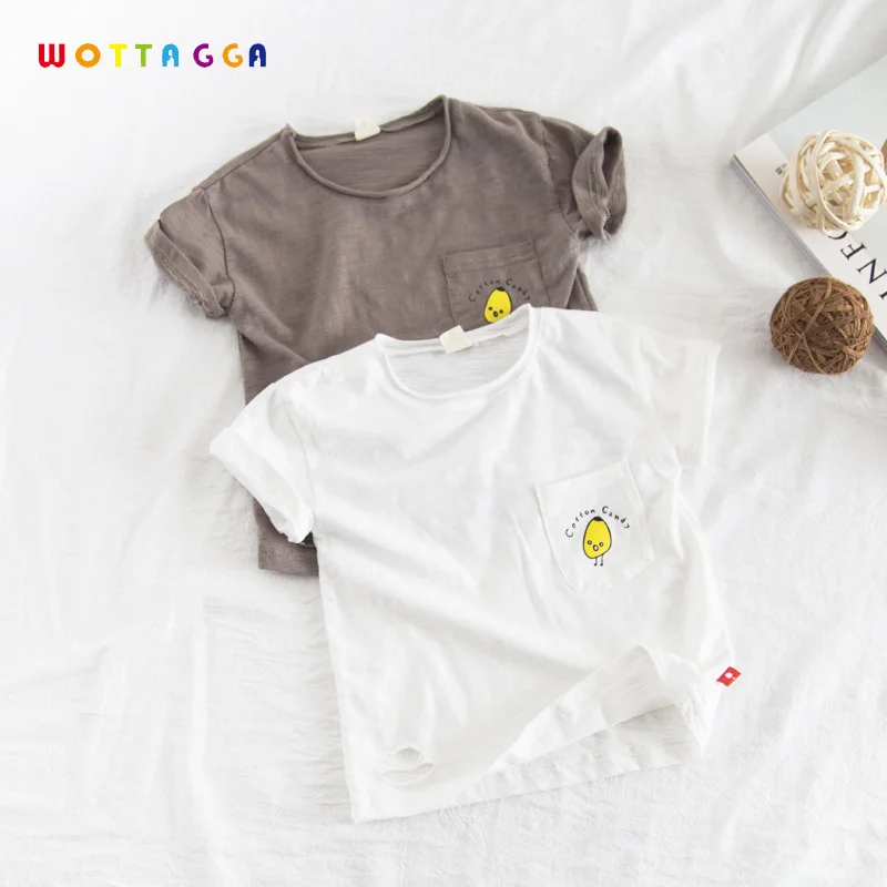 

WOTTAGGA Fashion Girls & Boys T Shirt Short Sleeve 2018 New Soft Children's Shirt Cotton Tops Cartoon Rice Grain Clothes White