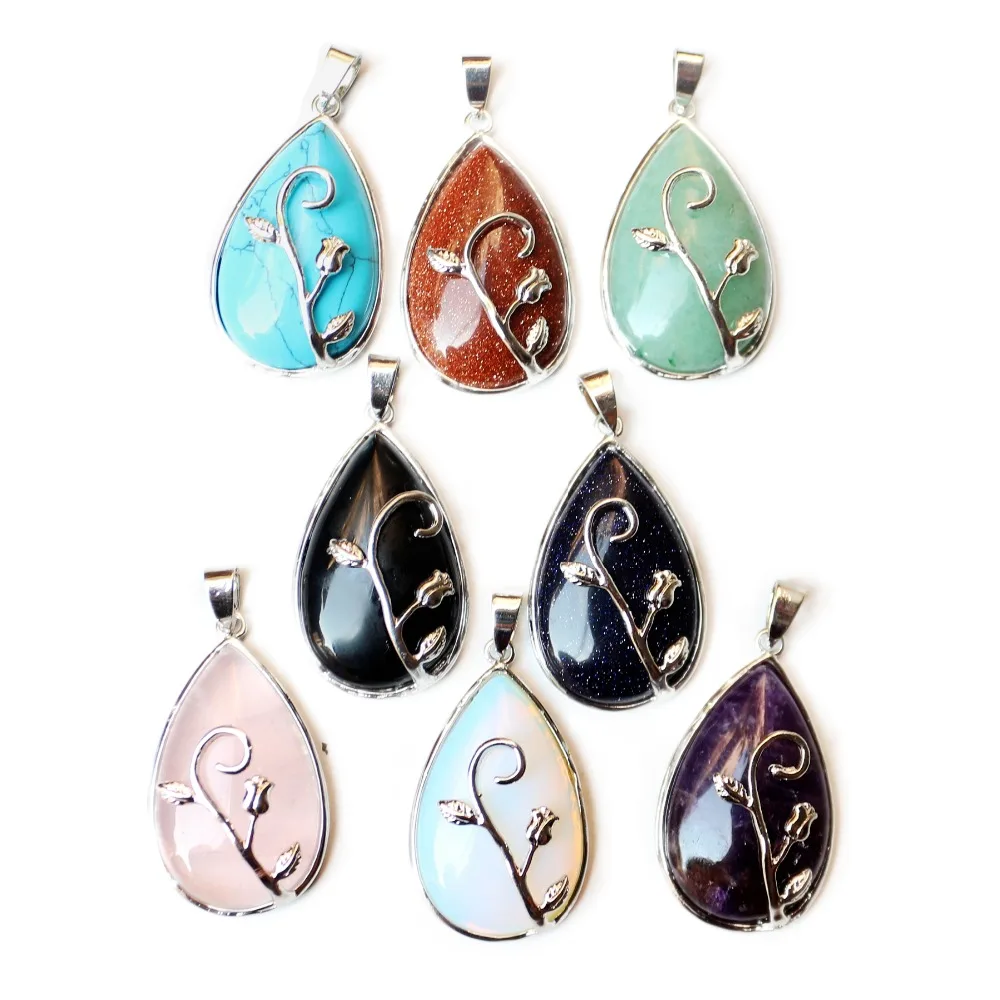 

Druzy Fashion Black Onyx natural stone Pendants for Women gold-Color opal and trees choker Vintage Jewelry Free Shipping