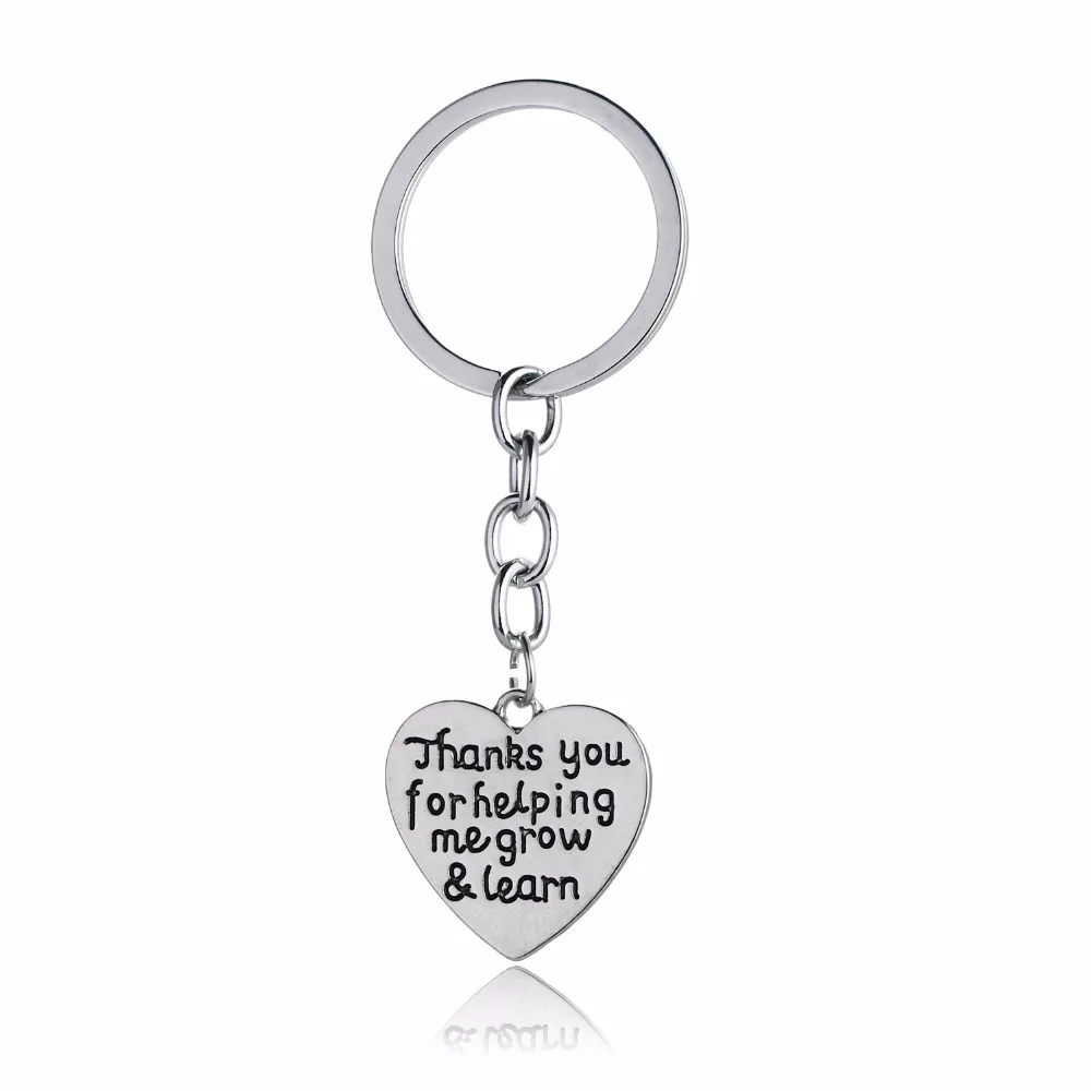 

Bespmosp 12PC/Lot Heart Pendant Keychain Keyring "Thanks You For Helping Me Grow&Learn"Love Thanksgiving Charm Jewelry Teachers