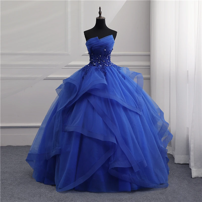 Настоящая фотография, винтажные Свадебные платья с жемчугом цвета шампанского синего цвета, Vestidos de Noivas размера плюс, бальные платья без бретелек для невесты