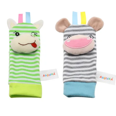 Cartoon Baby Toys 0-24 Months Soft Animal Baby Rattles Children Infant Newborn Plush Sock Baby Toy Wrist Rattle Foot Socks - Цвет: 2pcs socks2