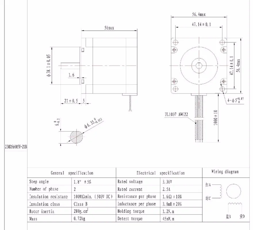 Nema23 1.2Nm 170 ozin 2 фазы шаговый двигатель 57*56 мм для ЧПУ 3D принтер