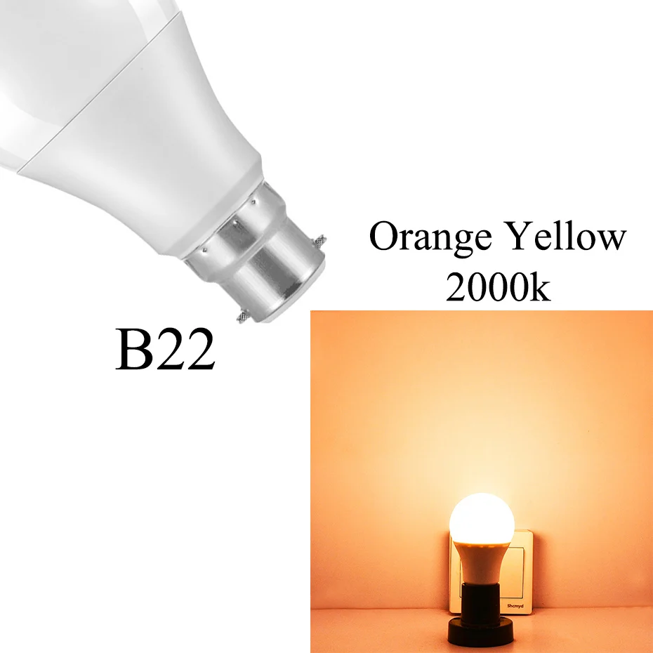 Сенсорный светильник 220 В 110 В с сумерками на рассвете Светодиодная лампа E27 B22 10 Вт 15 Вт 2000 к 2700 к 5700 к Ночная Светодиодная лампа Безопасности Автоматическое включение/выключение светильник ing лампа - Испускаемый цвет: B22 Orange Yellow