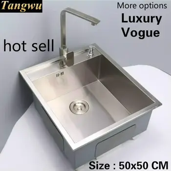 Cheap Free Shipping Standard Individuality Kitchen Mini Balcony Manual Sink Single Trough Food-grade Stainless Steel Hot Sell 50x50 CM