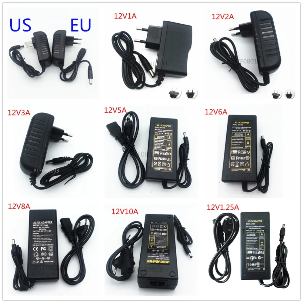 

AC 100V-240V to DC 12 V 1A 2A 3A 5A 6A 8A lighting transformers Power Supply 12 volt Adapter Converter Charger led strip driver