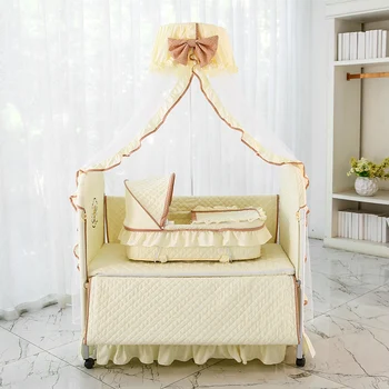 

Newborn Baby Bed European Style Multifunctional Environmental Protection Cloth Baby Bed Children Bed Game Bed With Mosquit