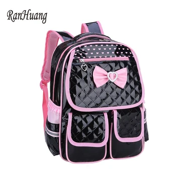 

RanHuang Bow Design Girls Cute Backpack High Quality PU Leather Waterproof Backpack Red Blue Pink School Bags For Girls A2700