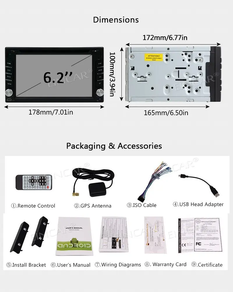 Best 1080P Video Android 7.1 Car DVD Player 2Din Car Stereo Autoradio With GPS Navigator Capacititve Touchscreen Support FM AM RDS+4G 5