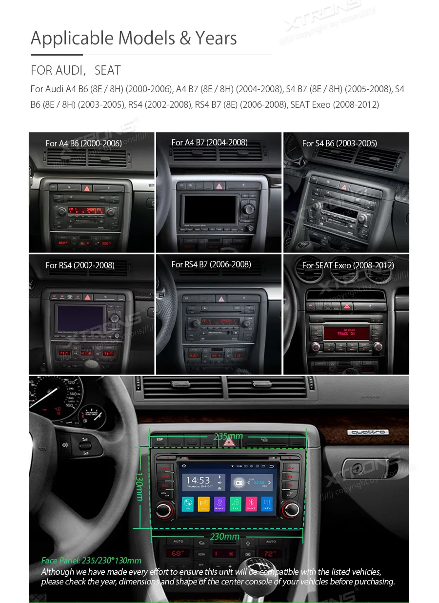 Sale 7" Quad-Core Android 8.1 Oreo OS Car Multimedia DVD Navigation GPS Radio for Seat Exeo 2008-2013 with Full RCA Output Support 2 Sale 7" Quad-Core Android 8.1 Oreo OS Car Multimedia DVD Navigation GPS Radio for Seat Exeo 2008-2013 with Full RCA Output Support 2
