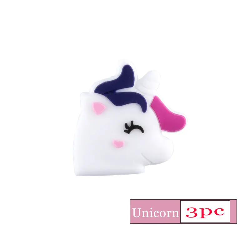 3pc Dark unicorn 3 шт Силиконовые бусы для прорезывания зубов детские товары грызун животное панда детский Прорезыватель DIY для соски подвеска на цепочке-ожерелье жевательная - Цвет: 3pc Dark unicorn