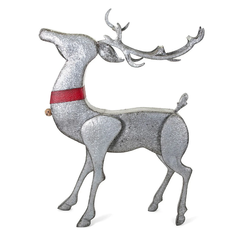 Homestead Christmas Standing Galvanized Reindeer - Gray - Benzara