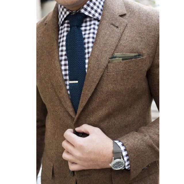 Aliexpress.com : Buy Mens Tweed Jacket Custom Made Brown Tweed ...