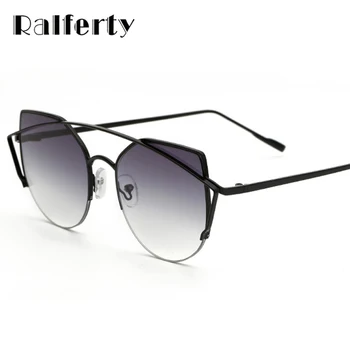 

Ralferty Mirrored Gradient Cat Eye Sunglasses Women Classic Brand Designer Twin-Beams Gray Black Frame Sun Glasses Female X2259